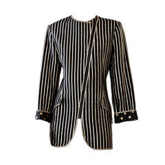 Geoffrey Beene dots + stripes lame long fitted evening jacket