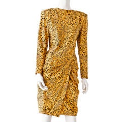 Vicky Tiel silk animal print draped dress