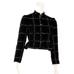 Vintage Givenchy Velvet Evening jacket with jewel toned rhinestones.