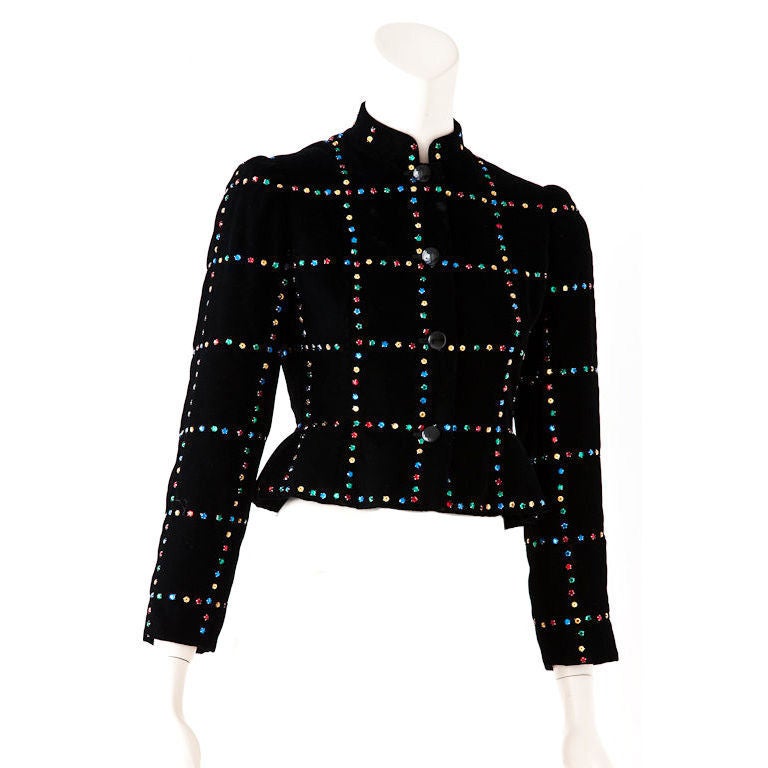 Givenchy Velvet Evening jacket with jewel toned rhinestones.