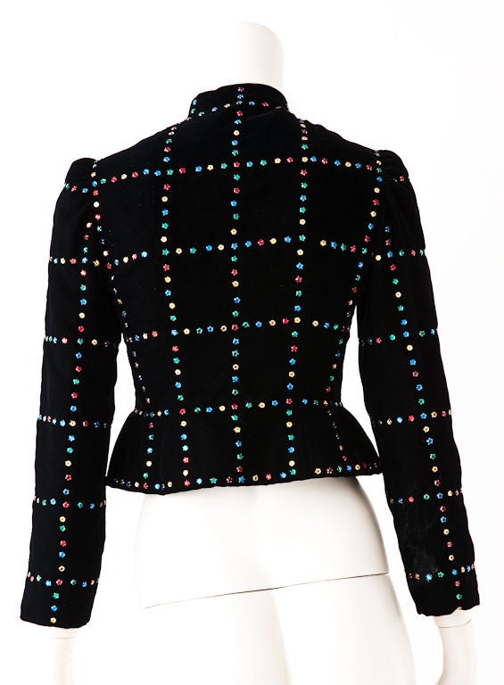 Women's Givenchy Velvet Evening jacket with jewel toned rhinestones.