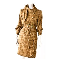 Vintage Jean Louis Scherrer wool crocodile print day dress