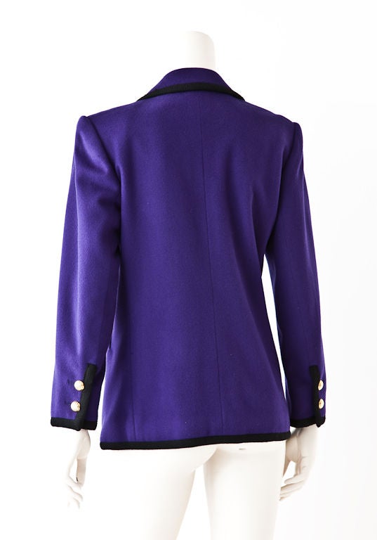 Women's Yves St. Laurent purple wool jacket with passementerie detail