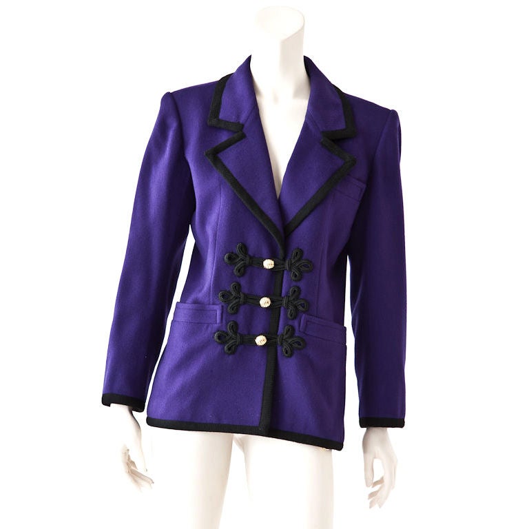 Yves St. Laurent purple wool jacket with passementerie detail