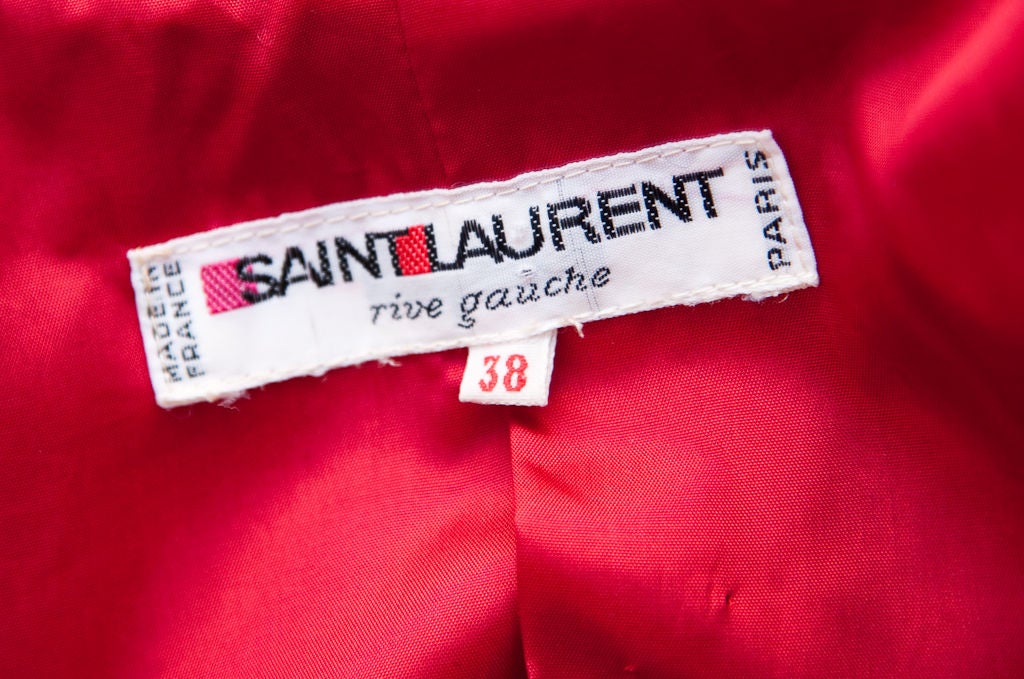 Women's Yves St. laurent red wool jacket with red+ navy braided trim