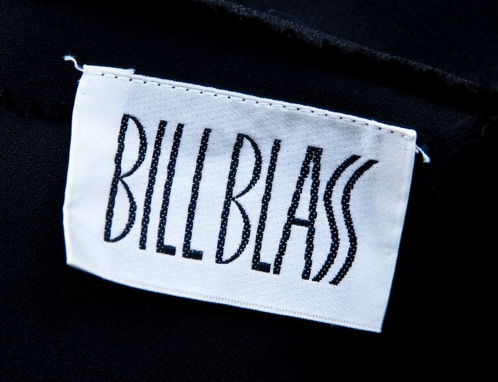 Women's Bill Blass Black Wool Crepe and Taffeta Cocktail Dress