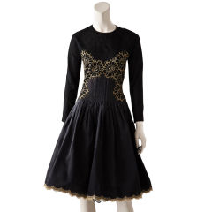 Geoffrey Beene shimmery black and gold silk organza dress