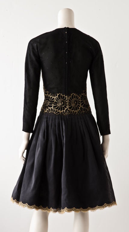 Women's Geoffrey Beene shimmery black and gold silk organza dress