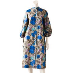 Vera Maxwell floral taffeta evening coat with smocked back