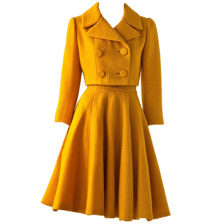 Norman Norell Marigold Wolle Boucle 2 Stück Tagesanzug