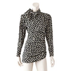 Ungaro black + white floral pattern fitted tunic