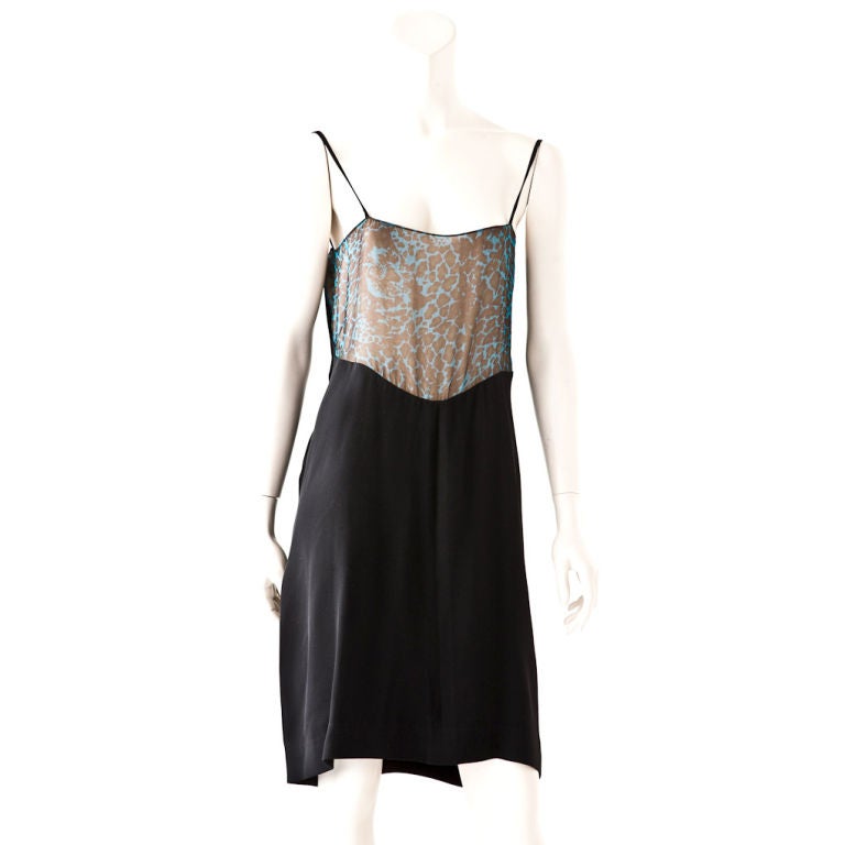 Geoffrey Beene crepe and silk chiffon spaghetti strap dress