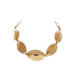 Yves St. Laurent African Inspired Gold Tone Necklace