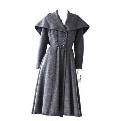 Vintage Ben Gershel  Gray  Fitted Coat with Dramatic Collar
