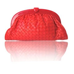 Bottega Veneta Red Woven Clutch