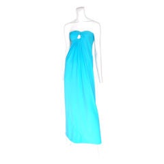 Vintage Halston Aqua Blue Column Dress