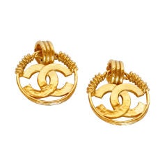 Chanel Gold Tone CC earrings