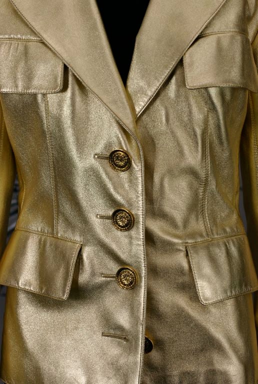 YSL Haute Couture Goldfarbene Lederjacke im Zustand „Hervorragend“ in New York, NY