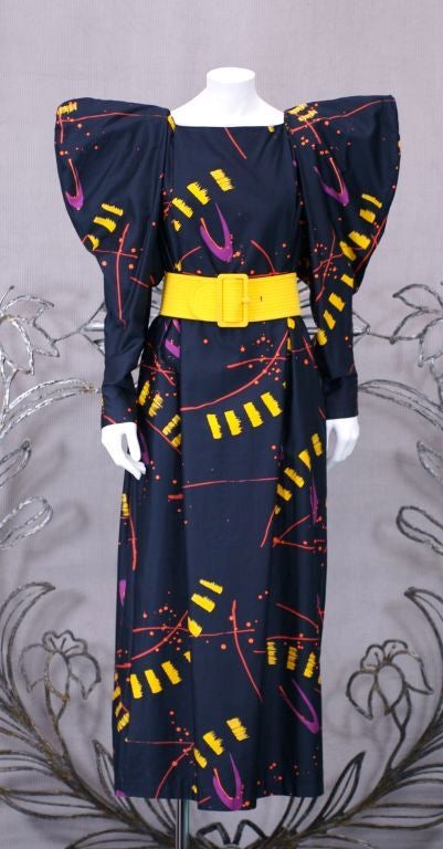 Marimekko Flange Shouldered Print Dress In Excellent Condition In New York, NY