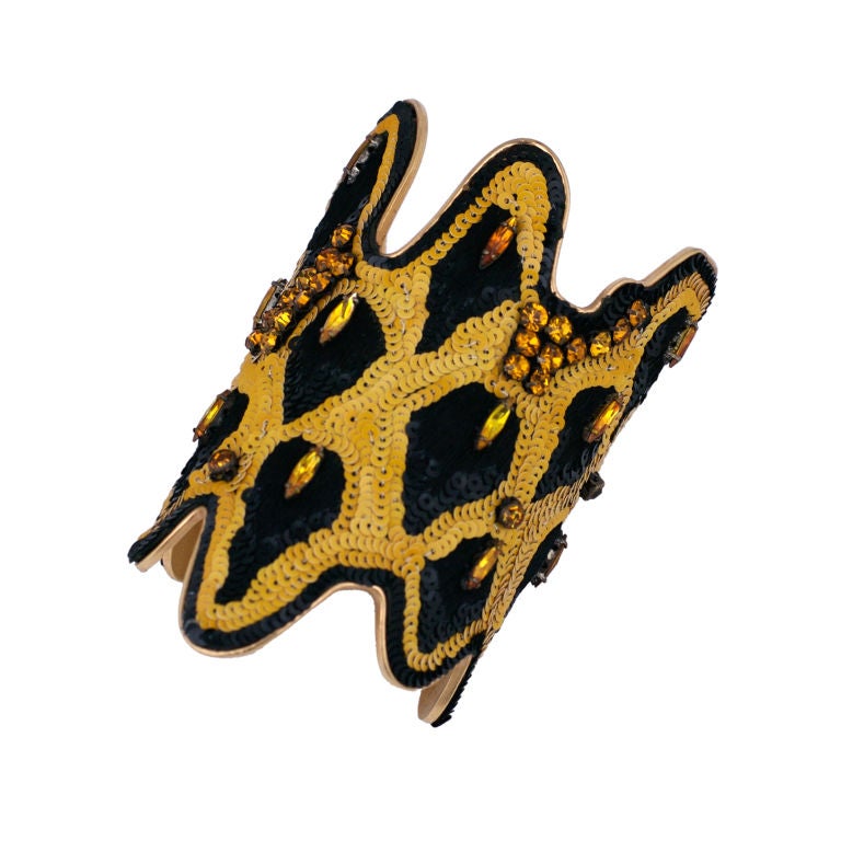 Lesage Embroidered Leopard Cuff