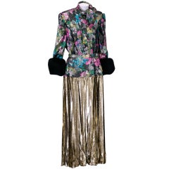 Adolfo Floral Lame and Mink Ensemble 8