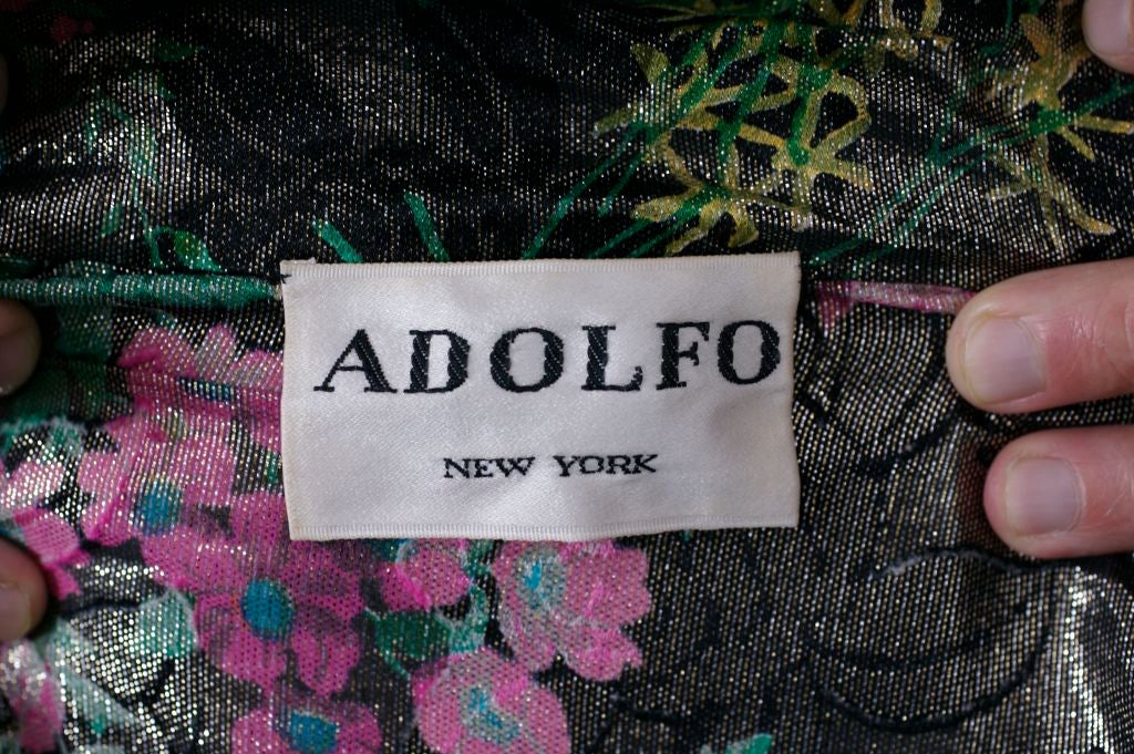 Adolfo Floral Lame and Mink Ensemble For Sale 2