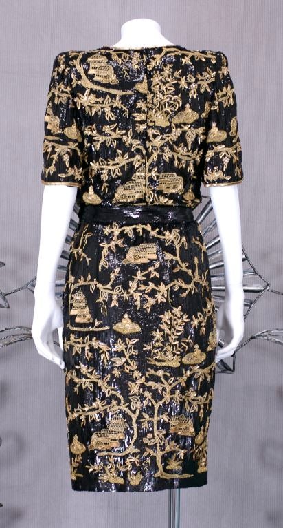 Women's Valentino Embroidered and Sequinned Chinoiserie Dress