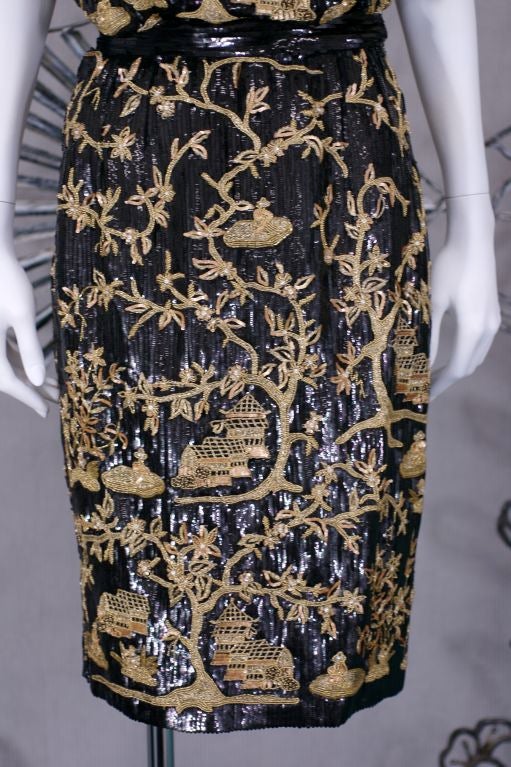 Valentino Embroidered and Sequinned Chinoiserie Dress 2