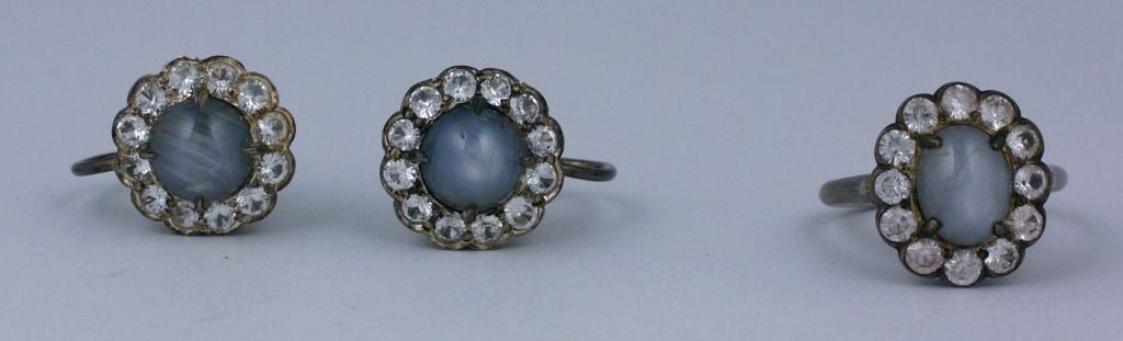 Women's Art Deco White and Star Sapphire Suite in Box For Sale