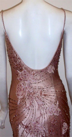 SUE WONG Pink Silk Gown, Flower Beading, Melanie Griffiths 3