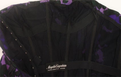 1950's MINGOLINI GUGGENHEIM Purple & Black Floral Print Silk Dress Set size 2-4 For Sale 5