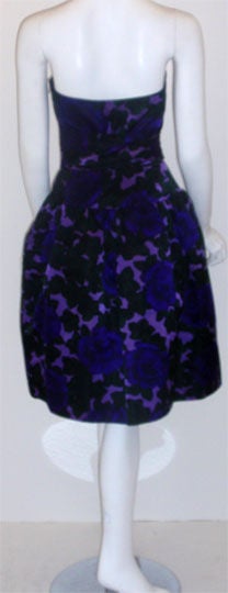 Women's 1950's MINGOLINI GUGGENHEIM Purple & Black Floral Print Silk Dress Set size 2-4 For Sale