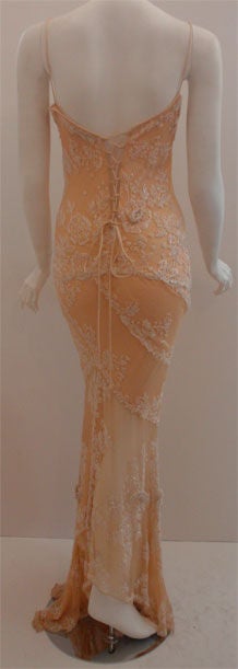 Eavis G Brown Peach Beaded Gown, Property of Melanie Griffith 2