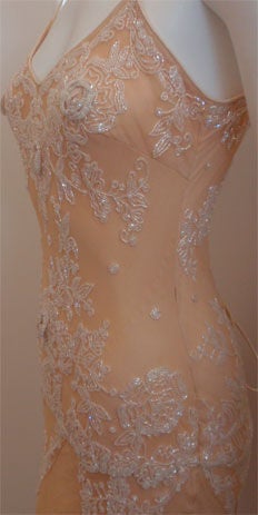 Eavis G Brown Peach Beaded Gown, Property of Melanie Griffith 4