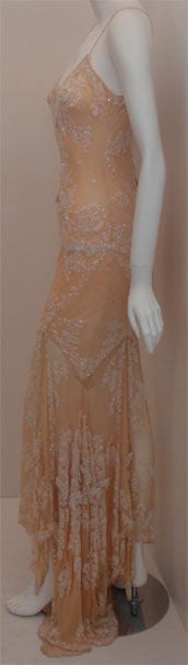 Women's Eavis G Brown Peach Beaded Gown, Property of Melanie Griffith