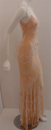 Eavis G Brown Peach Beaded Gown, Property of Melanie Griffith 1