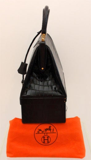 Hermes Black Alligator Jewelry Box Handbag, Circa 1950 1