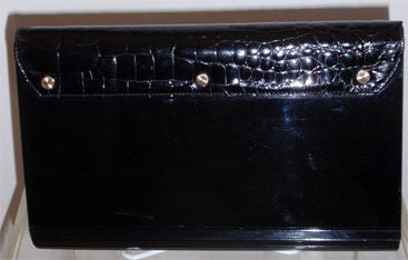 Andro's Black Alligator and Lucite Clutch/Handbag, Circa 1950's 2