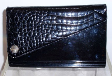 Andro's Black Alligator and Lucite Clutch/Handbag, Circa 1950's 3