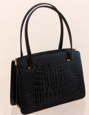 Women's Bucci Black Alligator Handbag, Circa 1950