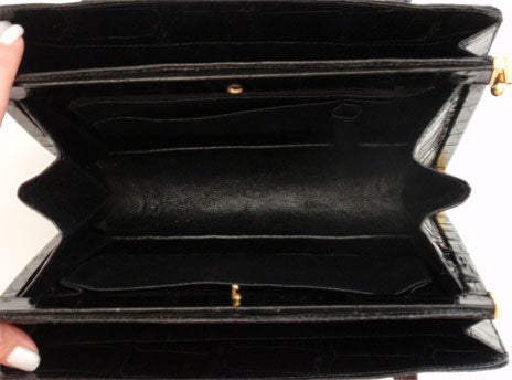 Bucci Black Alligator Handbag, Circa 1950 5
