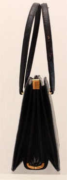 Bucci Black Alligator Handbag, Circa 1950 2