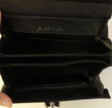 Judith Leiber Black Satin Rhinestone Handbag, Circa 1970 4