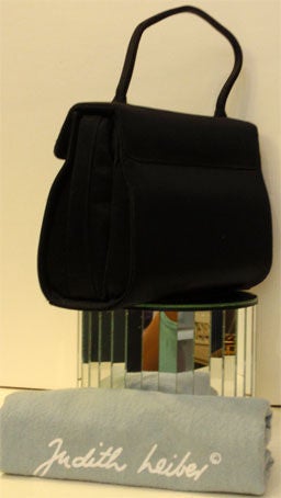 Judith Leiber Black Satin Rhinestone Handbag, Circa 1970 1