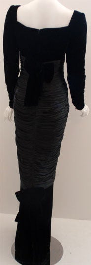 Christian Dior Couture Black Velvet Evening Gown,  Betsy Bloomingdale 1984 In Excellent Condition In Los Angeles, CA