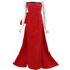 Vintage Christian Dior Haute Couture Red Strapless Gown, Circa 1987-88