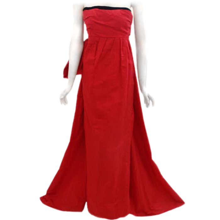 Christian Dior Haute Couture Red Strapless Gown, Circa 1987-88 at 1stDibs