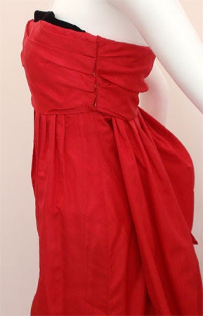Women's Christian Dior Haute Couture Red Strapless Gown, Circa 1987-88
