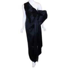 Vintage Christian Dior Couture Long Black Satin Gown, Circa 1985