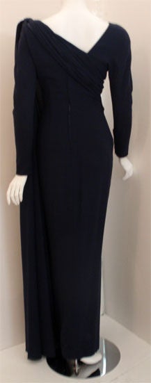 Christian Dior Haute Couture Navy Blue Drape Gown, Circa 1988 1